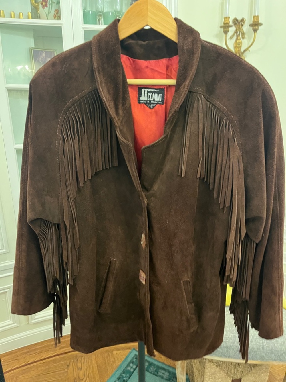 LeComnt Brown Suede Fringe Vintage 80s Western Jacket